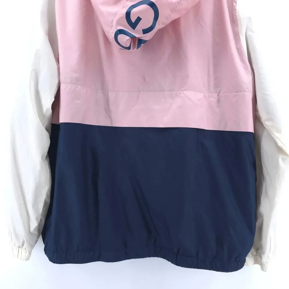 Guess Mens Colorblock Hooded Half Zip Pullover Windbreaker Zipper Front Pocket L - Picture 9 of 13